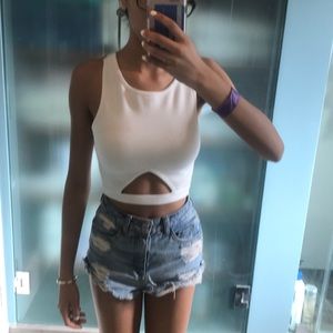 White casual/fancy top. Can be styled either way.